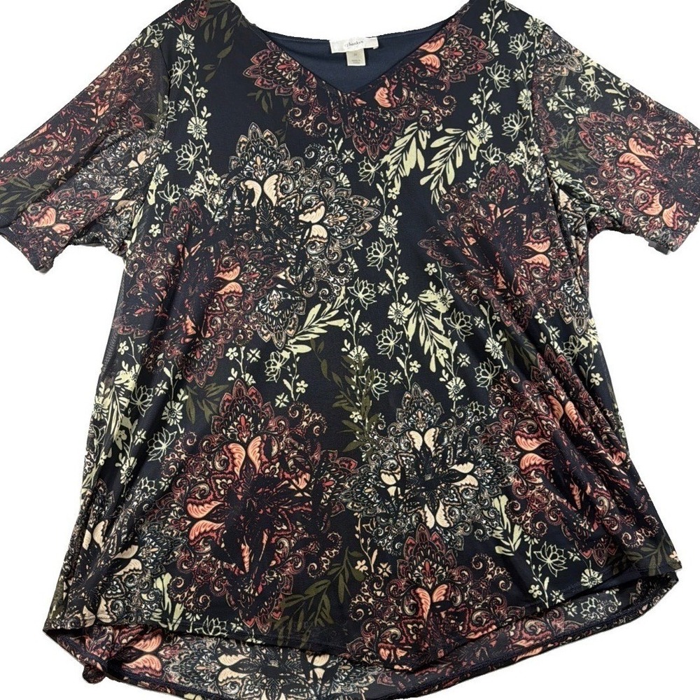 Womens Christopher & Banks 2XL Paisley Floral V-Neck Lined Tunic Top